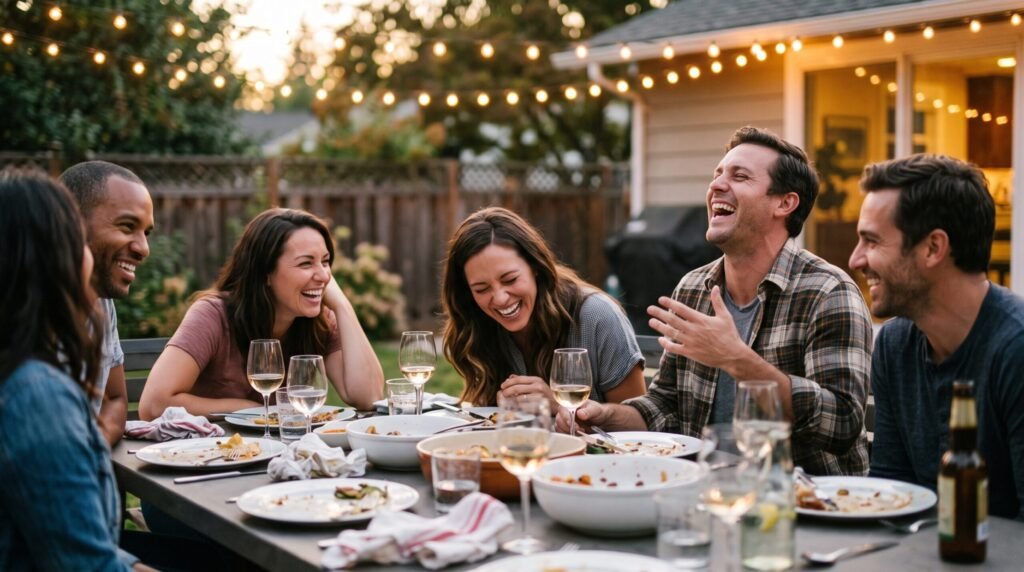 Friends gathering outdoors, sharing joy and Relationship Advice.