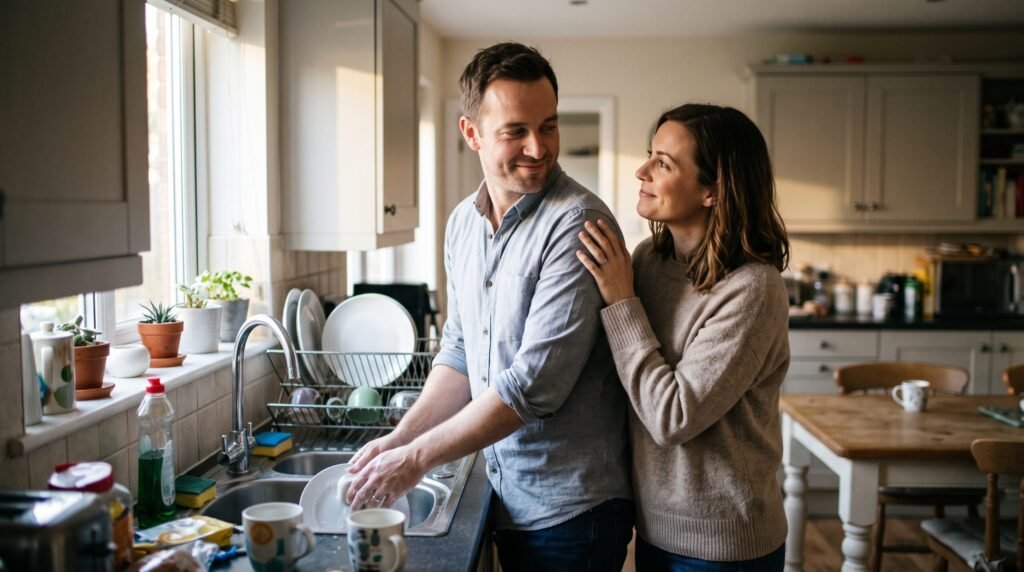 Loving couple sharing an affectionate moment while practicing Relationship Advice.