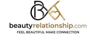 The official logo of beautyrelationship.com featuring an interwoven monogram and a romantic heart design.